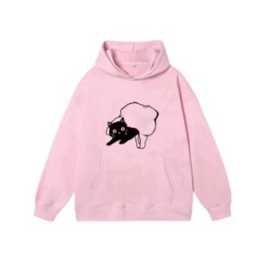 Cartoon Cat Pink Hoodie